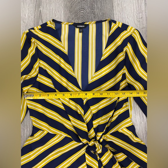 Express S Yellow/Navy Blue Striped Dress, Used, Quantity 1 available. - Picture 9 of 13